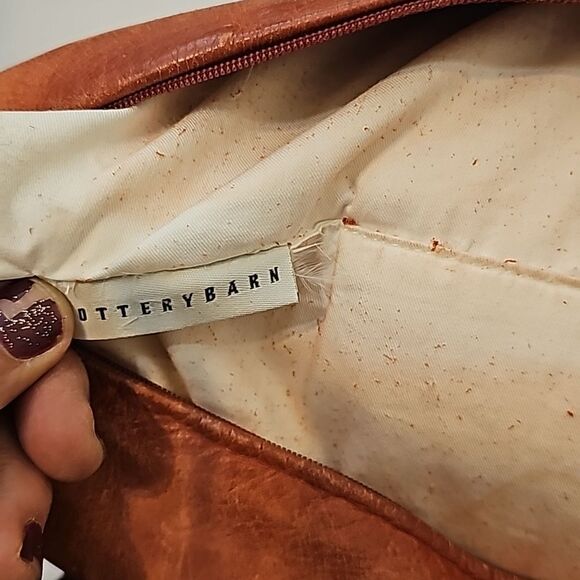 Red Leather Pottery Barn Pillow - Picture 7 of 7